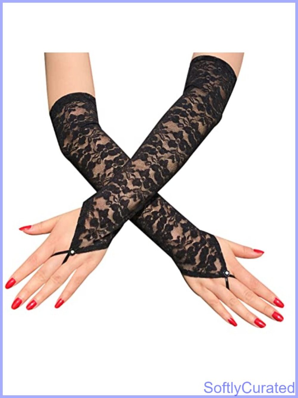 Long Lace Arm Sleeves Fingerless Gloves Elbow Length Wedding Party Elegant